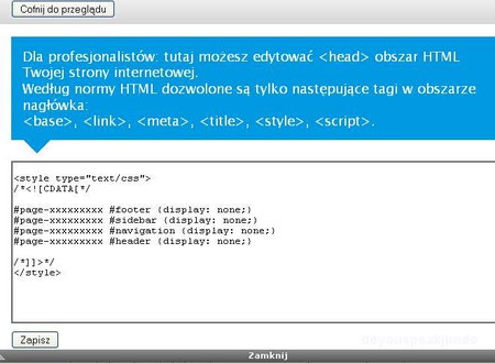 Wpisujemy kod do headera