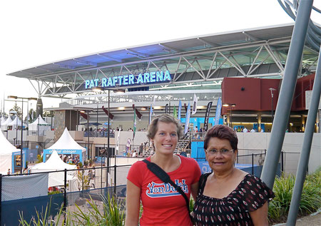 Deborah and Lois at the Brisbane Int Tennis Tournament at Tennyson, Brisbane