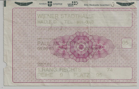 Paul McCartney Wiener Stadthalle 05. September 1993