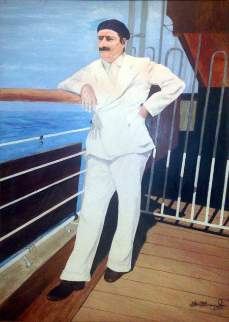 Baba returning from France to India on the SS Circassia, 1937. Painting by Anthony Zois.