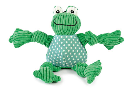 Hundespielzeug Stoffspielzeug Frosch grün punkte Knottie HuggleHounds