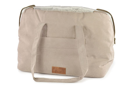 Hundetasche Hundetragetasche beige Plüsch weich