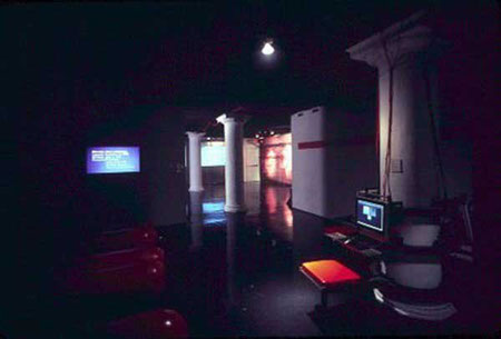 Installation view (pods and plasmas--see diagram below for floor plan)