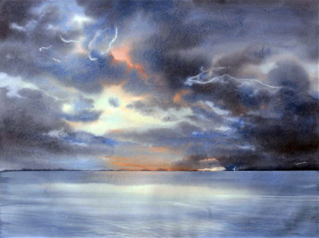 Thunderstorm - watercolor pure on paper Arches hot pressed cm 57 x 76