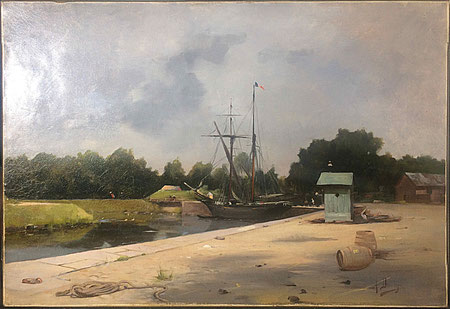 Decamps Albert, Le port d'Abbeville, c. 1890, toile après restauration / Ph A. J.