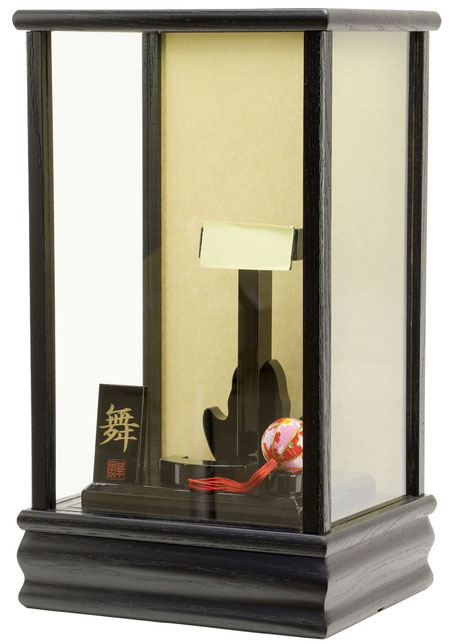 羽子板ケース 舞 8号 高さ37cm 四角 黒木目（1114-08-891）横