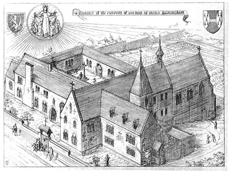 Convent of Our Lady of Mercy from A W N Pugin 1843 The Present State of Ecclesiastical Architecture, scanned image by George P. Landow from The Victorian Web - See Acknowledgements to link to this site.