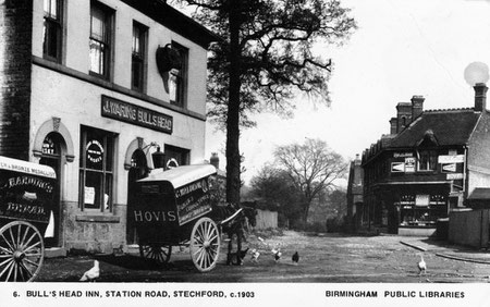 Lower Stechford - The Bull's Head c1903. Postcard published by Birmingham Public Libraries.