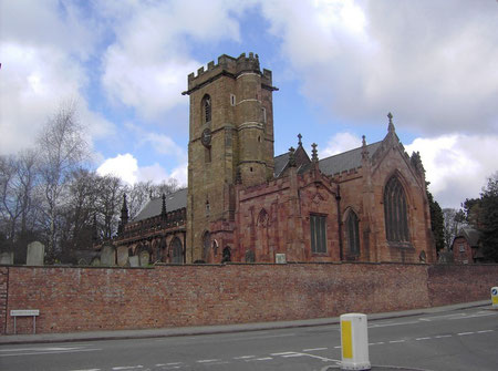 St Mary's Church. The Watt chapel is the redder addition nearest the camera.