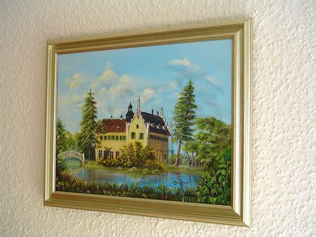 30x40 Leinwand auf Keilrahmen, Echtholzrahmen altgold