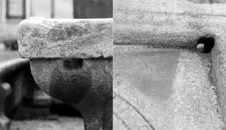 Fig. 10 - Rappresentazione del foro all'interno della vasca in pietra.