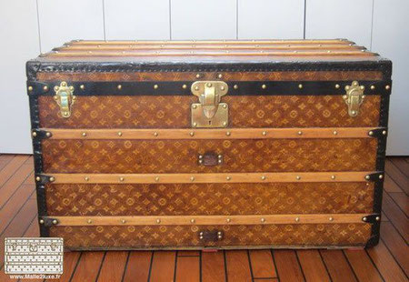 Malle courrier louis vuitton toile tissé et acier laqué vers 1900