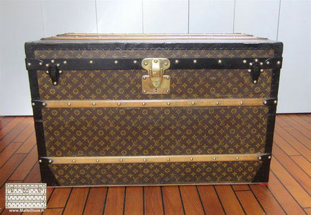 malle courrier louis vuitton 1921 ancienne toile cuir laqué