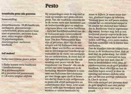 Restaurant Classico, recept Pesto
