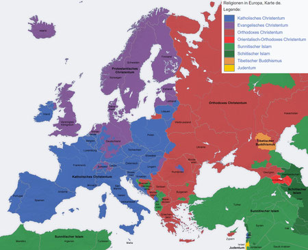 Karte Religionen Europa heute