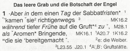 Lk 24,1 DaBhaR-Übersetzung, F.H. Baader, Schömberg
