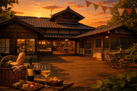 高崎ワイン会　夕方の古民家