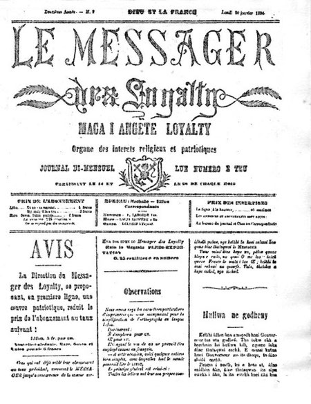 Le Messager des Loyalty - N° 2 du lundi 29 janvier 1894.