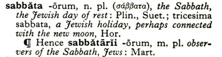 Cassells Latin Dictonary 1969, sabbata, Sabbath