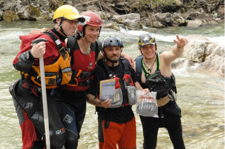 From Left to right Main sponsor, CEO und Mr. Swiftwater Rescue himself Neil Newton Taylor, 3. Place Matthias Fischer, 1. Place Laszlo Nagy, 2. Place Daniel Toros