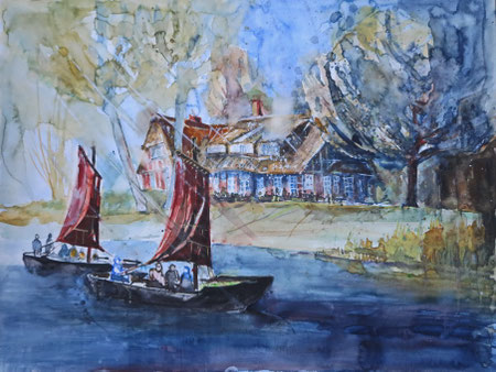 Bremen_Torfkähne auf der Wümme_Aquarell 42x56 cm_1-2018