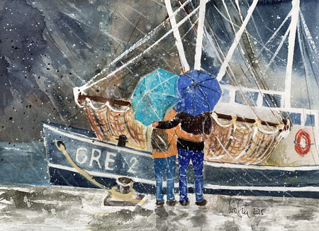 "A rainy day at Greetsiel" _Mixed-Media Aquarell 30x42 cm_ 2025