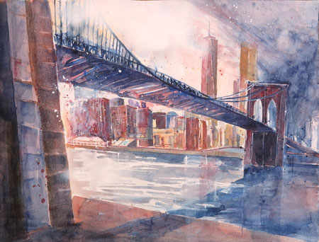 N.Y Brooklynbridge in the evening_36x48 cm_19-11-2015