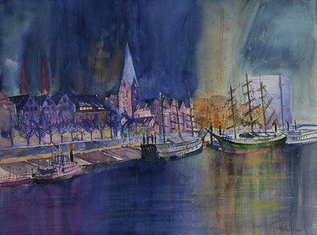 Bremen_Schlachte Blau_Aquarell 45x61 cm_2-2017