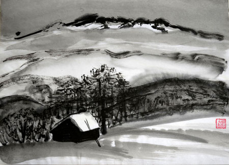 Near Fiss/Tyrol/Sumi-e/1980/25,5x18,5cm/ID: Y320-2946/240.-€