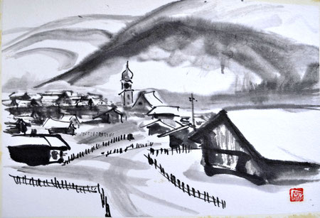 Fiss/Tyrol/Sumi-e/1980/25,7x18,2cm/ID: Y305-2931/240.-€