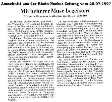 Rhein-Neckar Zeitung 28.07.1997