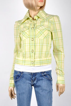 OFERTA MODELO B-458 BLUSA TIPO CHAMARRITA EN  COLOR VERDE CON AMARILLO. TALLAS CH, M, G. PRECIO DE $59.00