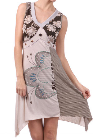 MODELO B-291 OFERTA VESTIDO EN COLOR GRIS Y BEIGE, TALLAS CH, M, G, PRECIO $59.00