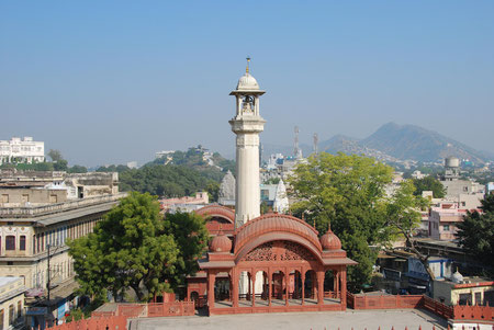 Ajmer 24.11.2014:  View of Nasiayan Digambara Temple from a balcony of Svarana Nagara Hall.