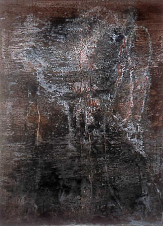 sin título, 1997, 200x140 cm, técnica mixta sobre lienzo, marco de hierro