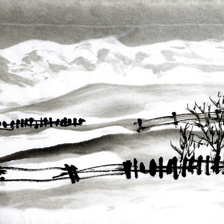 Near Fiss/Tyrol/Sumi-e/1980/15,6x11,5cm/ID:Y336-2962/160.-€