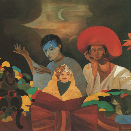 " The clown's family ", 1980. Oil on canvas, 130 x 160 cm