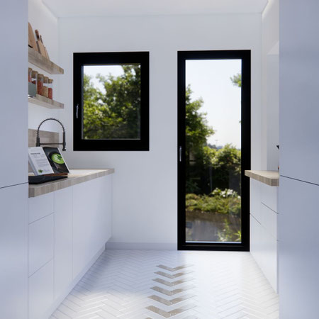 Vue 3D de la cuisine pour cette rénovation maison