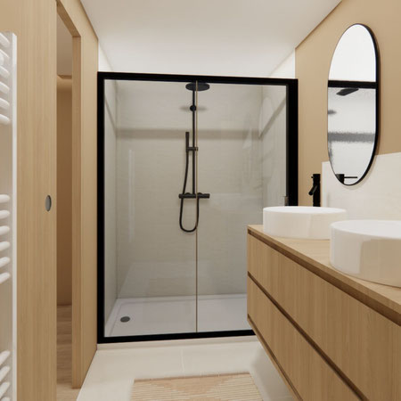 Vue 3D de la future salle de bain de la chambre parentale