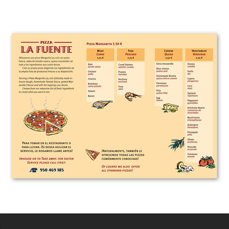 »La Fuente« Flyer und Speisekarte für ein Restaurant