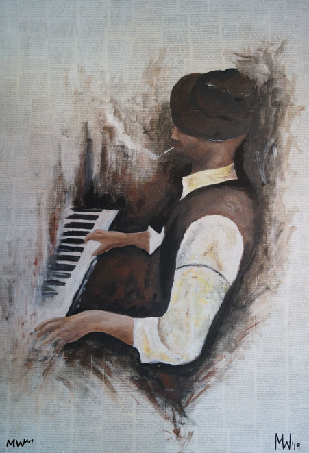 Klavierspieler - Acrylbild