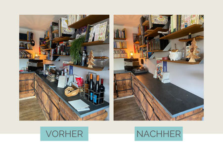 Ordnung im Wohnzimmer vorher-nachher