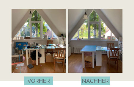 Ordnung im Hobbyzimmer | Kreativraum vorher-nachher