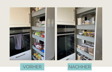 Ordnung in der Küche vorher-nachher