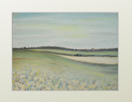 Landschaft Zeichnung Pastellkreide Sommer Kunst Heike Lüders