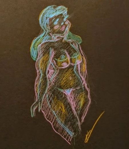 "Shapes" - Colored pencil on black paper. 19.01.2024