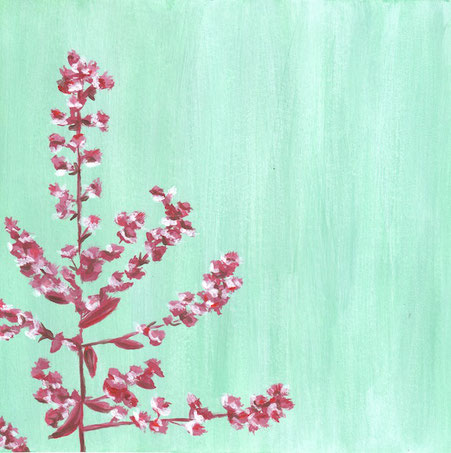 Acrylbild Blume Staude Kattunaster grün rot