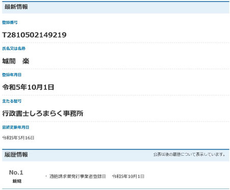 インボイス登録事業者情報