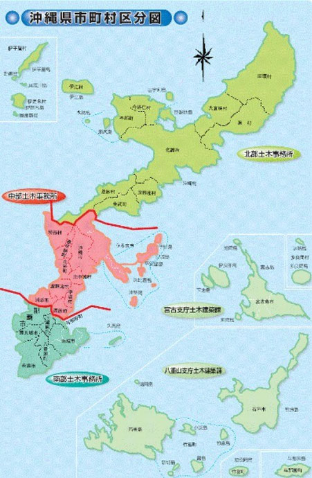 沖縄県市町村区分図