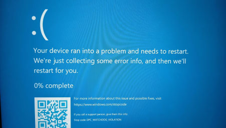 Your device ran into a problem and needs to restart.